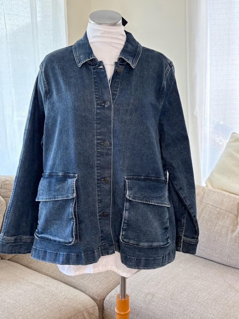 Women’s Dark Blue Denim Jacket - Casual Jean Jacket